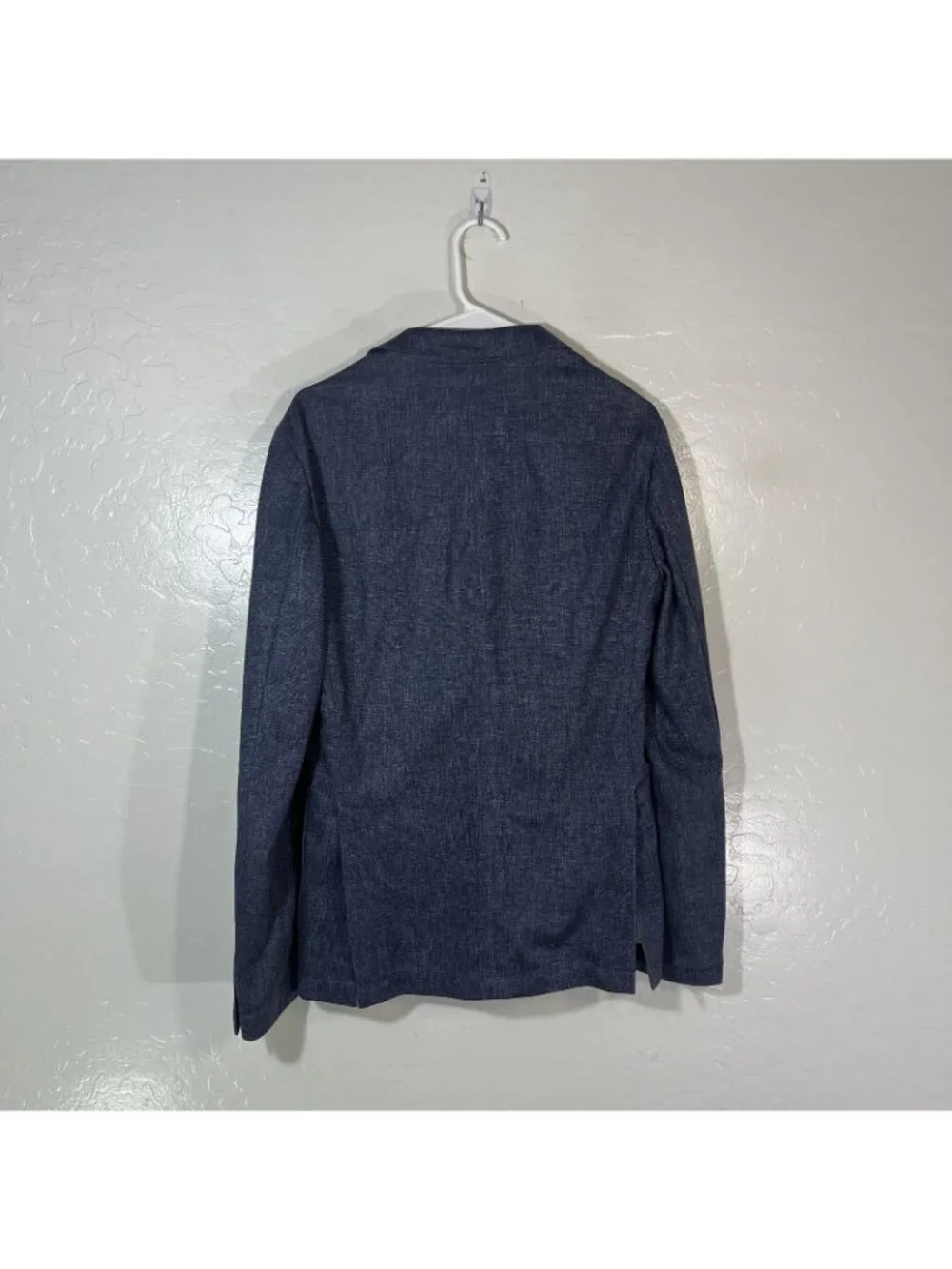 Nordstrom Rack Suit Mens 36 Blue Tweed Polyester Stretch 2 Piece 34x30 Tapered